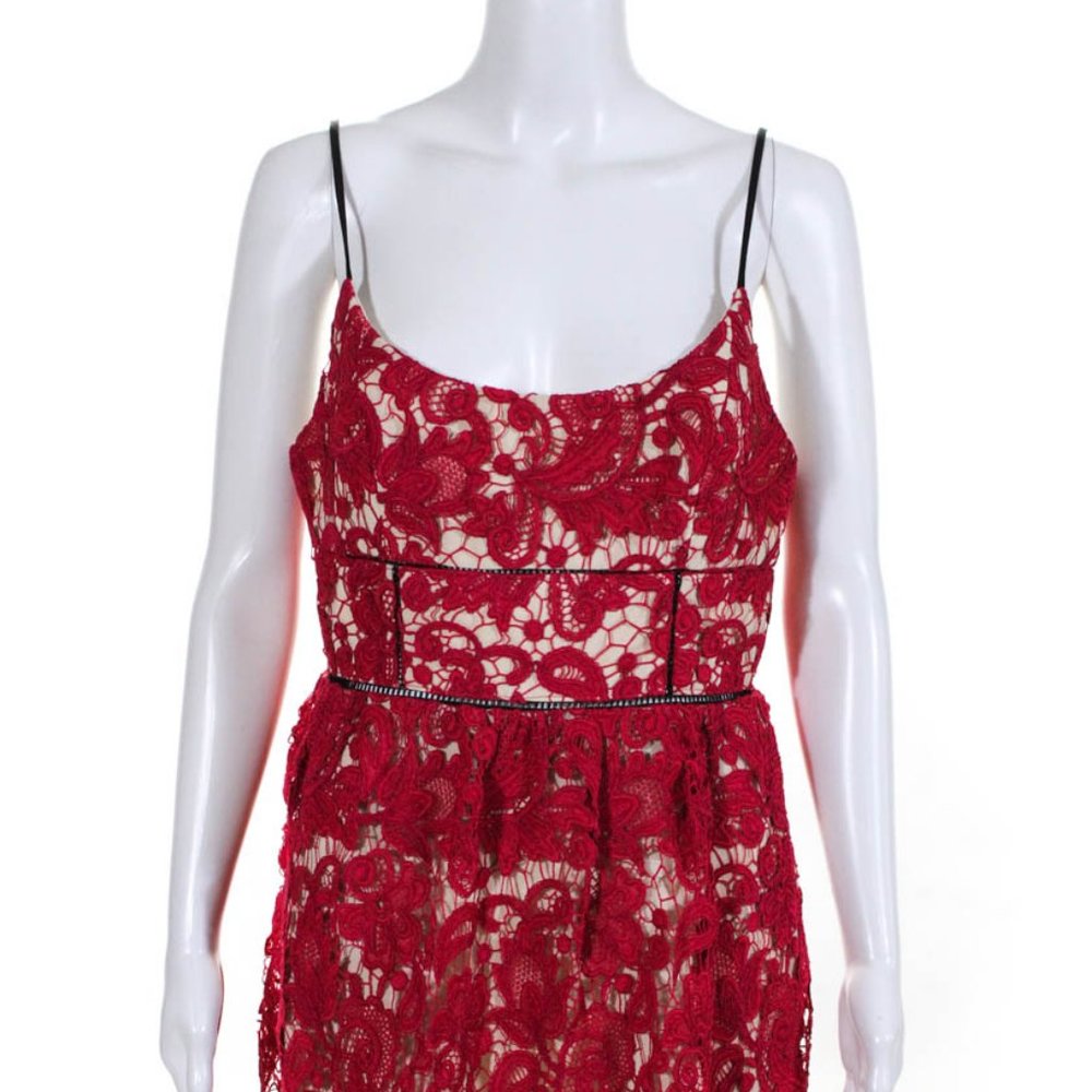 NWT ABS by Allen Schwartz Women Crochet A Line Dress Pink Black Sz 8 #112